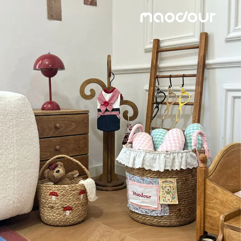 wooden storage basket for pet toys - Bear Pet Storage Basket